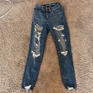 American Eagle ripped jeggings, light wash, size 000